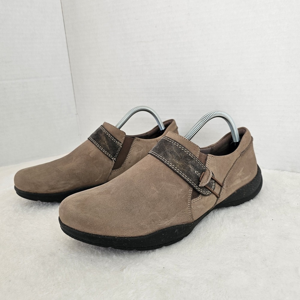 Clarks Roseville Dot Taupe Brown Leather Shoes Loafers - Womens Size US 10 M